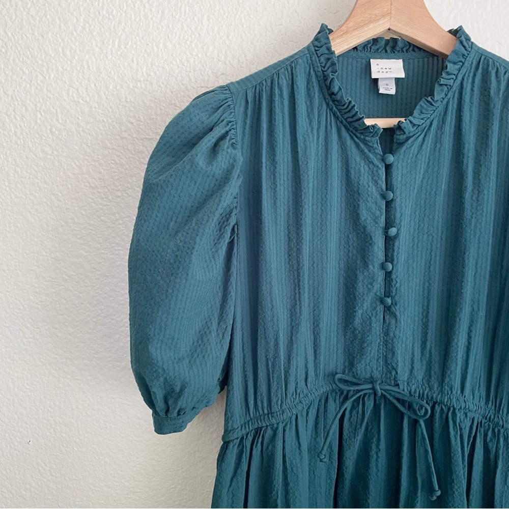 A New Day Puff Sleeve Dress Women’s Size S in Green - Picture 5 of 7